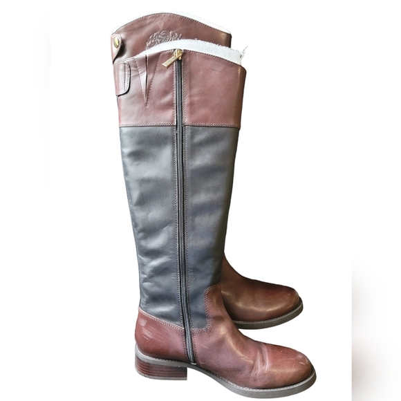 Vince Camuto Fabina Two Tone Knee High Crest Leather Boots Sz 8 - Picture 7 of 11